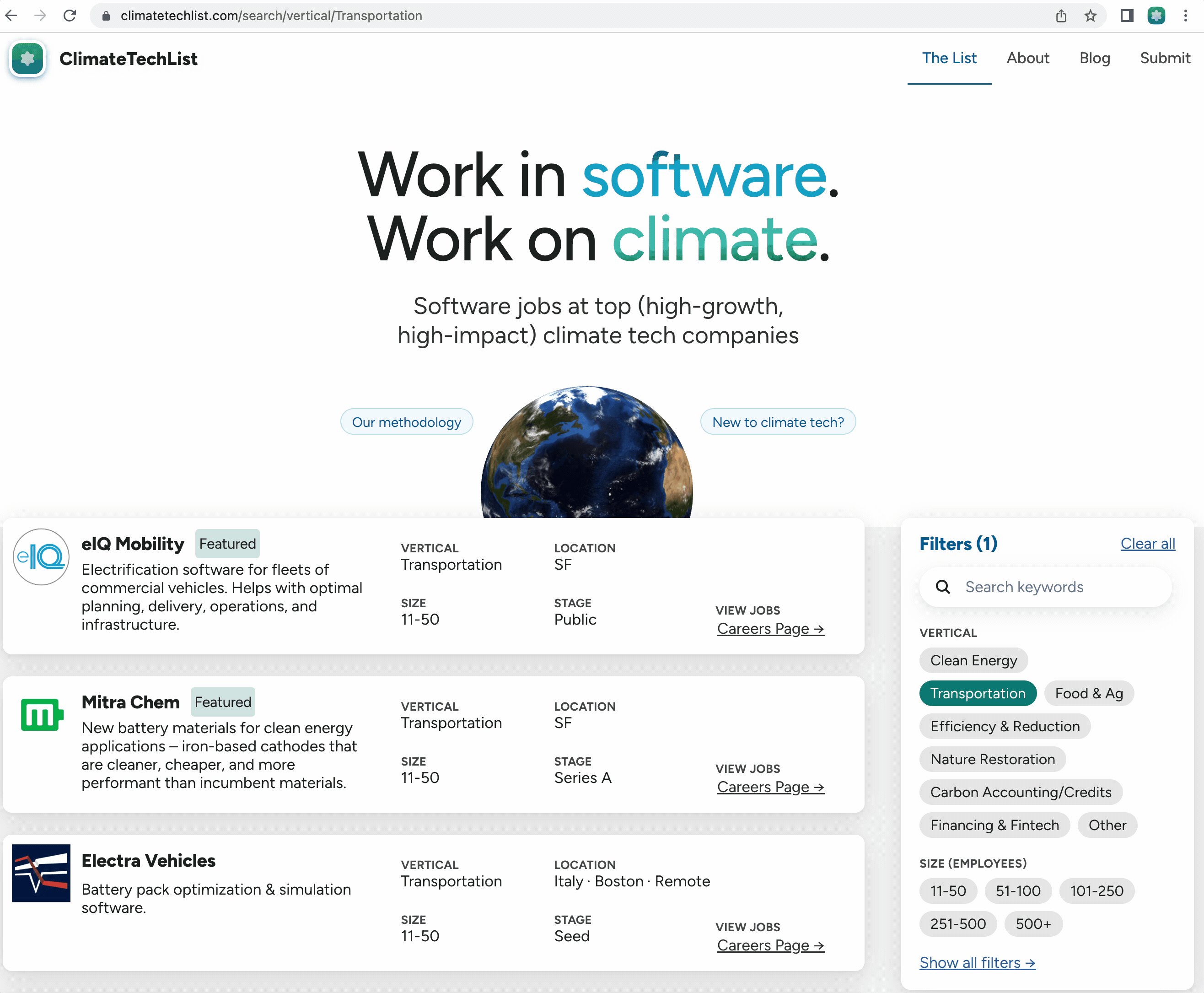 Click on jobs button on company profile pages